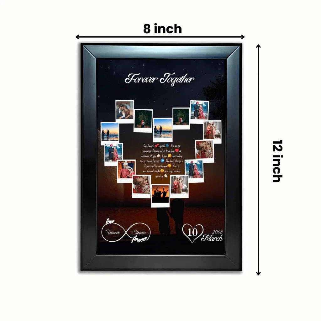 Forever Together β Personalized Heart-Shaped Photo Collage Frame - Yaadric