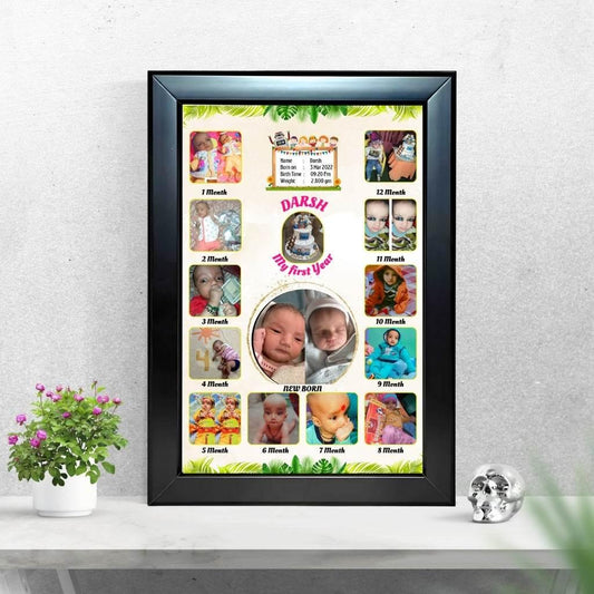 Newborn 12-Month Baby Photo Frame - Yaadric