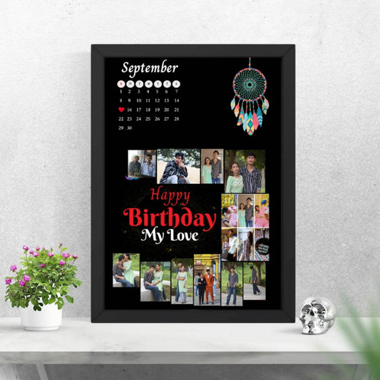 Birthday Calendar Collage Moon Shaped Frame - Yaadric