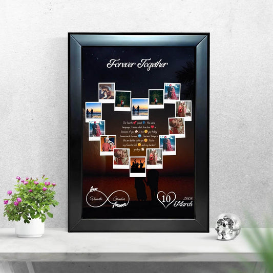 Forever Together – Personalized Heart-Shaped Photo Collage Frame - Yaadric