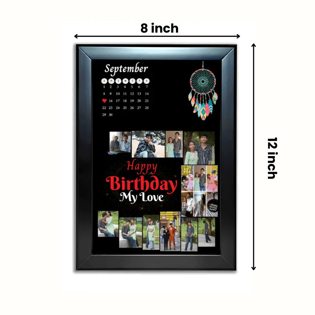 Birthday Calendar Collage Moon Shaped Frame - Yaadric